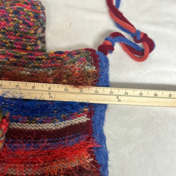 Red and Blue Hobo Bag with Bohemian Flair - Picture 8 of 11